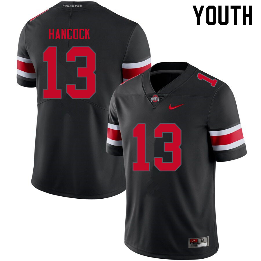 Youth #13 Jordan Hancock Ohio State Buckeyes College Football Jerseys Sale-Blackout